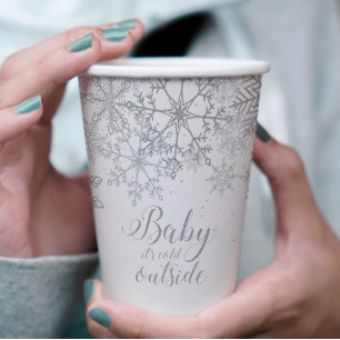 Baby, es ist kalt draußen Baby Showe Silber Pappbecher