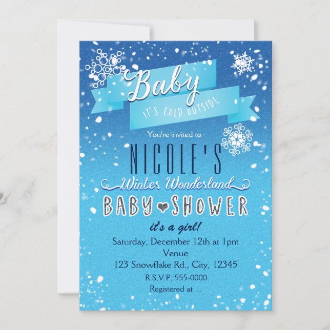 BABY Es ist kalt draußen BABY SHOWER Einladung (Vorderseite)