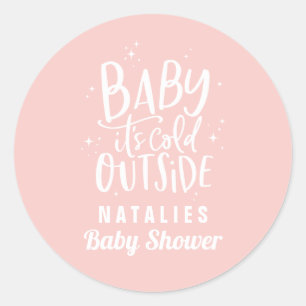Baby, es ist kalt draußen Baby Shower Party Runder Aufkleber