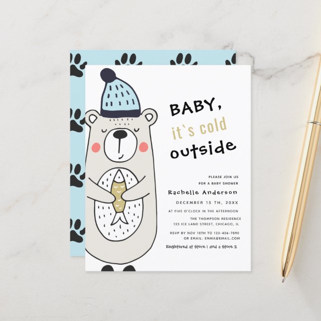 Baby es ist kalt draußen Bären | Babydusche Flyer (Vorderseite/Rückseite Beispiel)