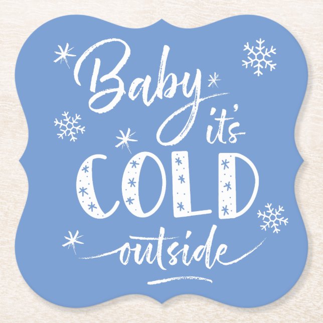 Baby Es ist kalt draußen blau Untersetzer (Vorderseite)