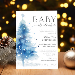 Baby, es ist kalt draußen blau weißer Junge Baby-P Einladung