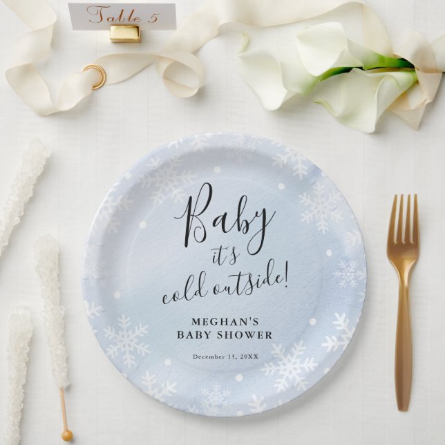 Baby Es ist kalt draußen Blue Baby Dusche Pappteller (Hochzeit)