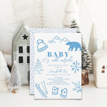 Baby Es ist kalt draußen Blue Ski Baby Dusche