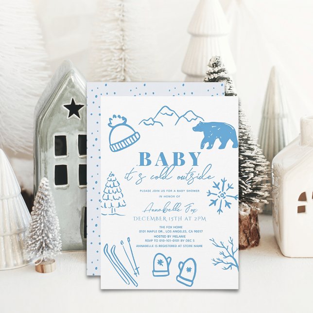 Baby Es ist kalt draußen Blue Ski Baby Dusche Einladung (Von Creator hochgeladen)