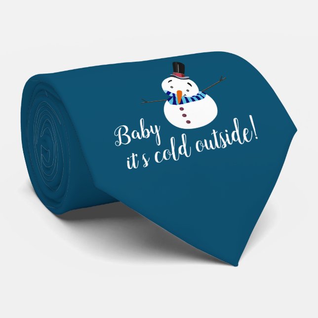 Baby Es ist kalt draußen, Blue Snowman Krawatte (Gerollt)