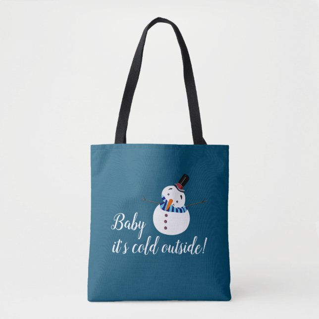 Baby Es ist kalt draußen, Blue Snowman Tasche (Vorderseite)