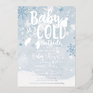 Baby Es ist kalt draußen Blue Winter Boy Baby Dusc Folieneinladung