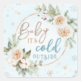 Baby Es ist kalt draußen Blue Winter Dusche Sprink Quadratischer Aufkleber