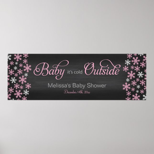Baby Es ist kalt draußen Chalkboard Pink Baby Dusc Poster (Vorne)