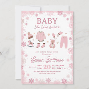 Baby Es ist kalt draußen Dusche Pink Girl Winter Einladung