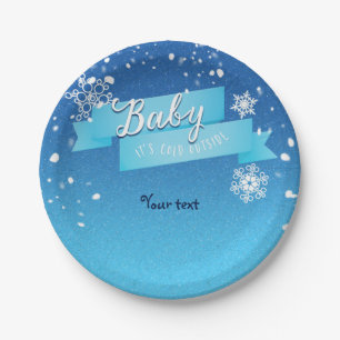 Baby, es ist kalt draußen Dusche Winterplatten Pappteller