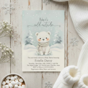 Baby, es ist kalt draußen Eisbär-Baby-Party Einladung