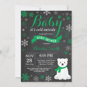 Baby, es ist kalt draußen Eisbär Grüne Babyparty Einladung