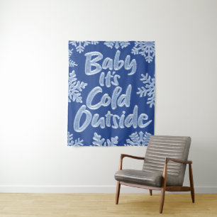 Baby, es ist kalt draußen Eisblau Gefroren Weihnac Wandteppich
