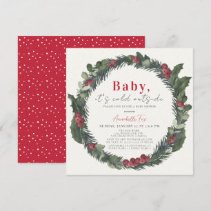 Baby Es ist kalt draußen Holiday Wreath Baby Dusch Einladung