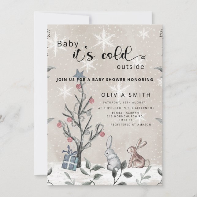 Baby es ist kalt draußen im Winter Babydusche einl Einladung (Vorderseite)
