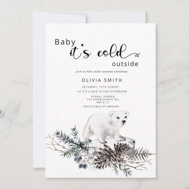 Baby es ist kalt draußen im Winter Babydusche Einladung (Vorderseite)