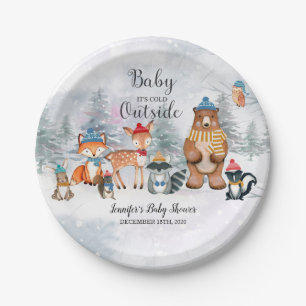 Baby Es ist kalt draußen im Winter Woodland Babyd Pappteller