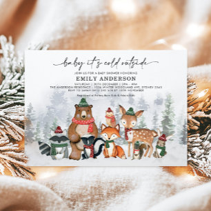 Baby Es ist kalt draußen im Winter Woodland Babydu Einladung