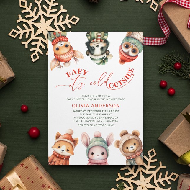 Baby Es ist kalt draußen im Winter Woodland Babydu Einladung (Von Creator hochgeladen)