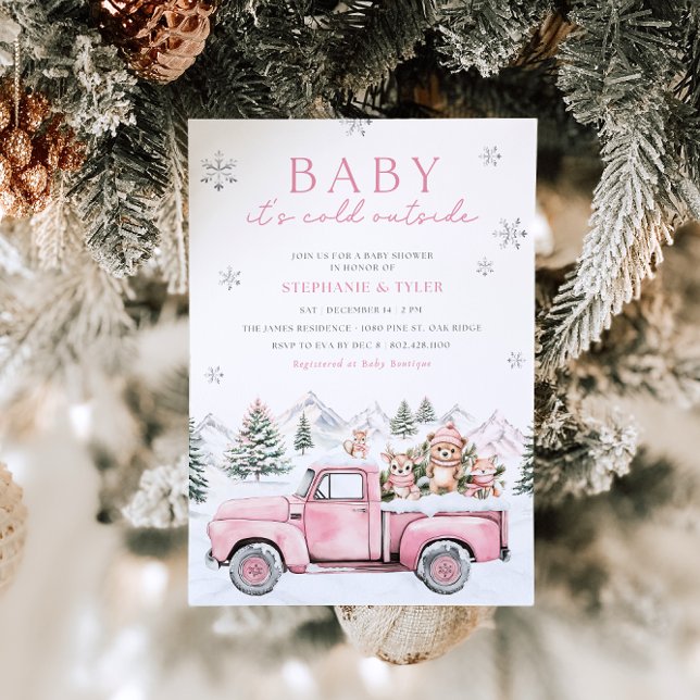 Baby Es ist kalt draußen im Winter Woodland Babydu Einladung (Von Creator hochgeladen)