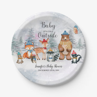 Baby Es ist kalt draußen im Winter Woodland Babydu Pappteller