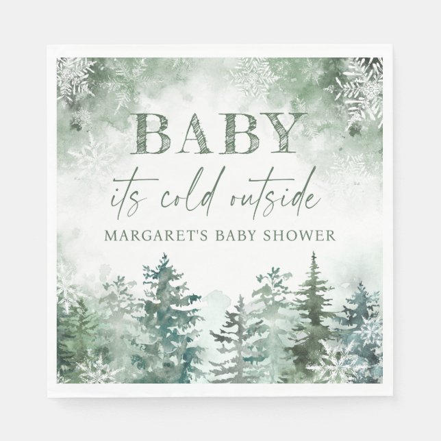 Baby Es ist kalt draußen im Winterwald Serviette (Vorderseite)