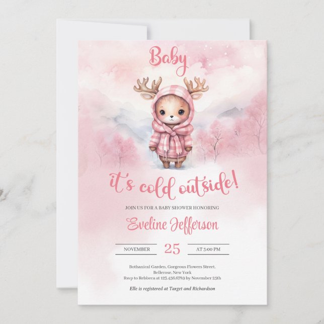 Baby es ist kalt draußen Mädchen Dusche einladen Einladung (Vorderseite)