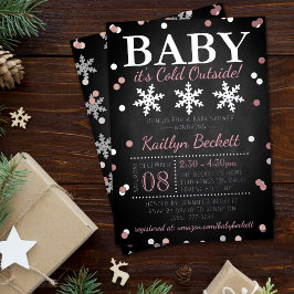 Baby Es ist kalt draußen Mädchen Winter Baby Dusch Folieneinladung