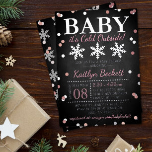 Baby Es ist kalt draußen Mädchen Winter Baby Dusch Folieneinladung