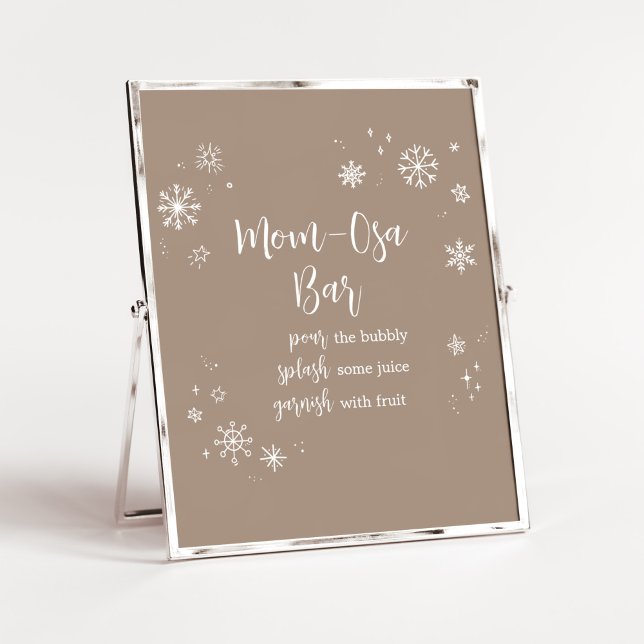 Baby Es ist kalt draußen Mama Osa Bar Poster (Winter Minimalist Snowflake Baby Shower Mom Osa Bar Sign)
