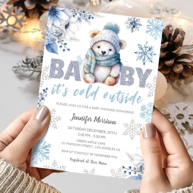 Baby es ist kalt draußen Niedliche Junge Winter Ba Einladung (Von Creator hochgeladen)
