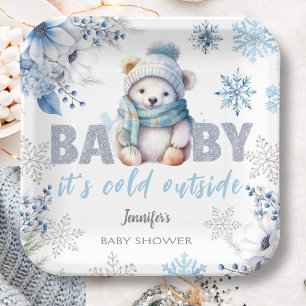 Baby es ist kalt draußen Niedliche Junge Winter Ba Pappteller