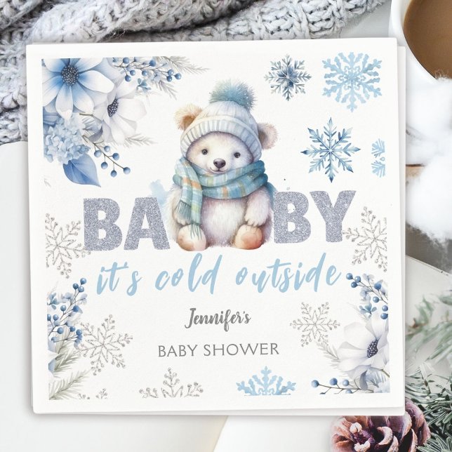 Baby es ist kalt draußen Niedliche Junge Winter Ba Serviette (Von Creator hochgeladen)