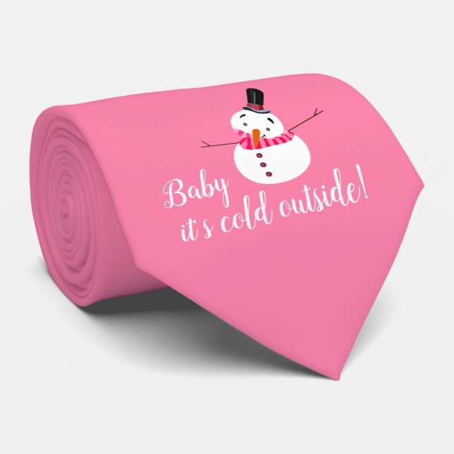 Baby Es ist kalt draußen, rosa Schneemann Krawatte (Gerollt)