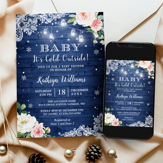 Baby Es ist kalt draußen Rustikale Winter Baby Dus Einladung (Perfect choice for hosting a winter-themed baby shower and welcoming your bundle of joy in style.)