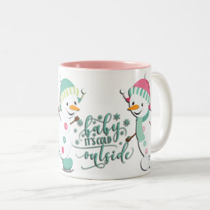 Baby, es ist kalt draussen Schneefiguren Zweifarbige Tasse
