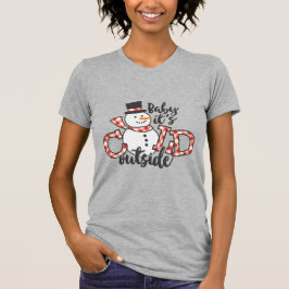 Baby Es ist kalt draußen Schneemann Karierten Weih T-Shirt