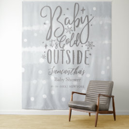 Baby Es ist kalt draußen Silver Baby Dusche Hinter Wandteppich