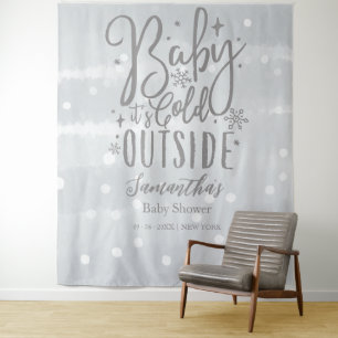 Baby Es ist kalt draußen Silver Baby Dusche Hinter Wandteppich