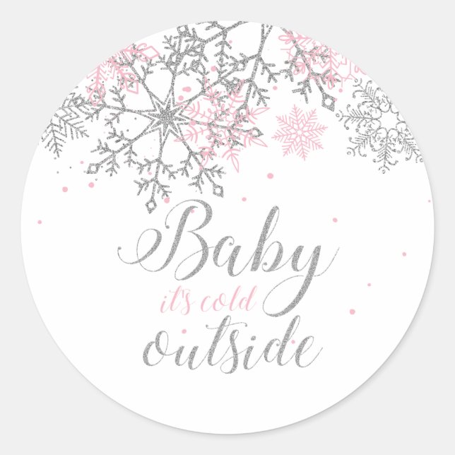 Baby Es ist kalt draußen Snowflake Babydusche Runder Aufkleber (Vorderseite)