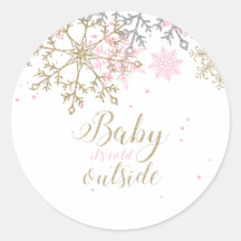 Baby Es ist kalt draußen Snowflake Babydusche Runder Aufkleber