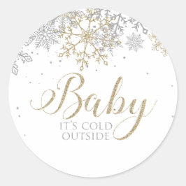 Baby Es ist kalt draußen Snowflake Babydusche Runder Aufkleber