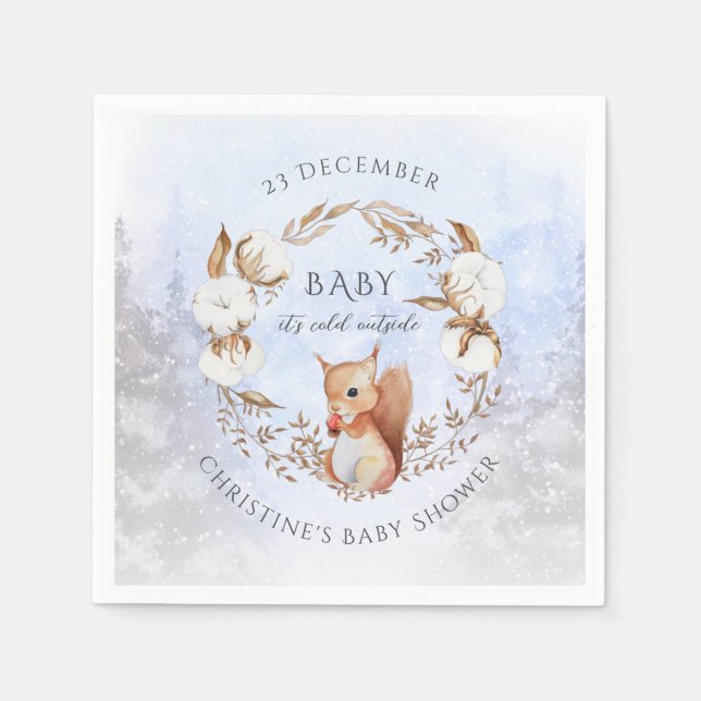 Baby Es ist kalt draußen Squirrel Winter Baby Dusc Serviette (Vorderseite)
