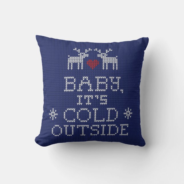 Baby, es ist kalt draußen Sweater Strick Kissen (Vorderseite)
