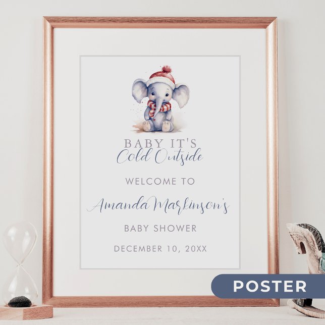 Baby es ist kalt draußen vor Elefanten Weihnachtsg Poster (Von Creator hochgeladen)