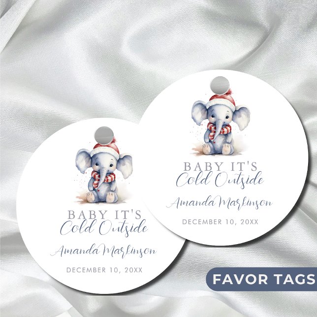 Baby es ist kalt draußen vor Elefantendusche Geschenkanhänger (Von Creator hochgeladen)