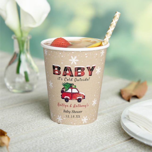 Baby Es ist kalt draußen | Weihnachtsdusche Pappbecher (In Situ)