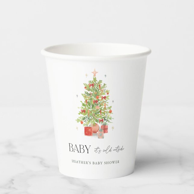 Baby Es ist kalt draußen Weihnachtsdusche Pappbecher (Vorderseite)